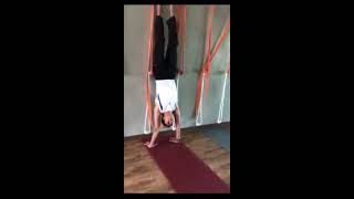 Jumping from downward dog to plam blancing  by yogi Lalit www. Yogaschoolthailand.com