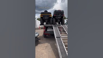 2 ATVS on truck trailer! #truck #trailer #truckbossdecks #ford #canam #chevy #gmc
