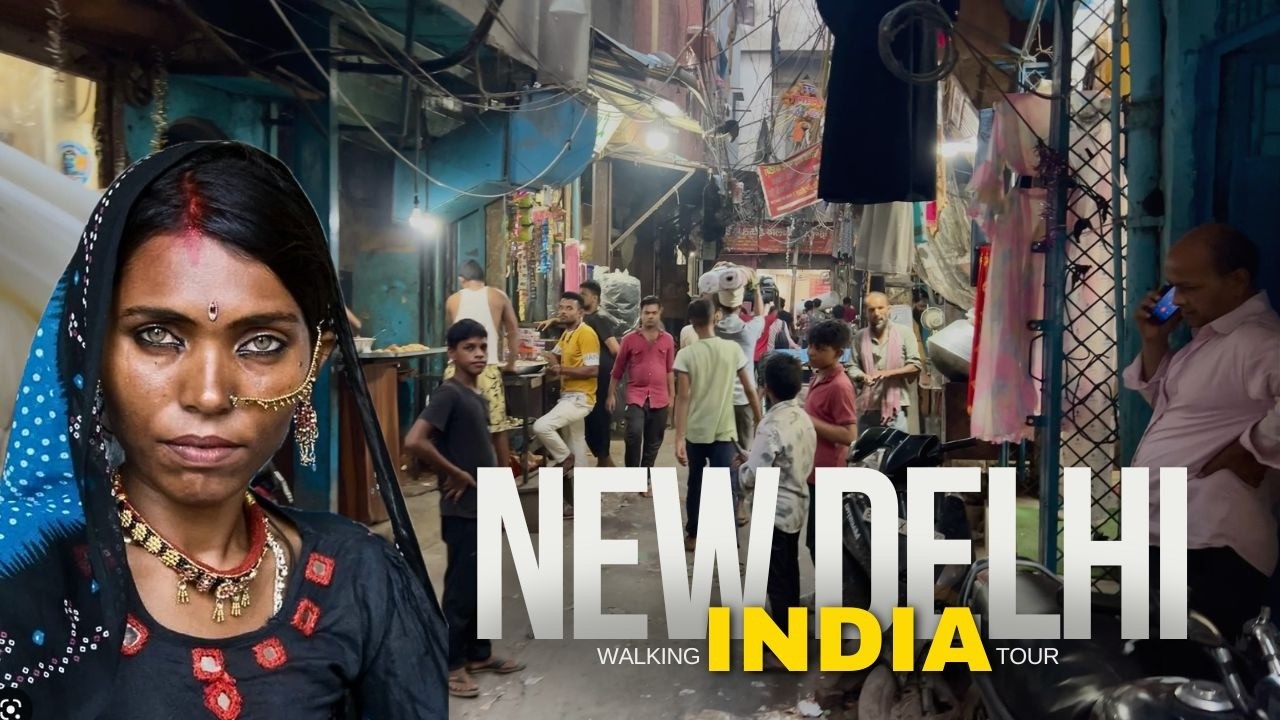 Explore NEW DELHI INDIA 🇮🇳 Walking Tour in Dark Slums right in Downtown - PAHARGANJ