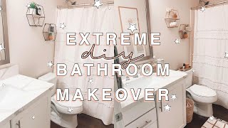 EXTREME DIY SMALL BATHROOM MAKEOVER | neutral, boho vibes