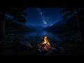 Instantly Relax And Sleep By This Campfire Calm Lake Night Fire Sounds No Music 4K 