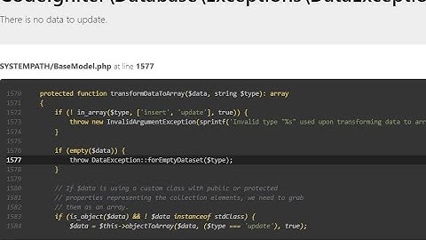 How to fix "There is no data update in database"  Error in codeignter 4 | 2023 working method