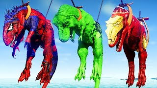 HULK Tyrannosaurus Rex vs Spiderman Malusaurus vs Demon Captain America Spinosaurus   Jurassic World