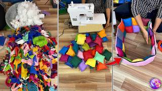 She Turned Fabric Scraps into Designer Ottoman!