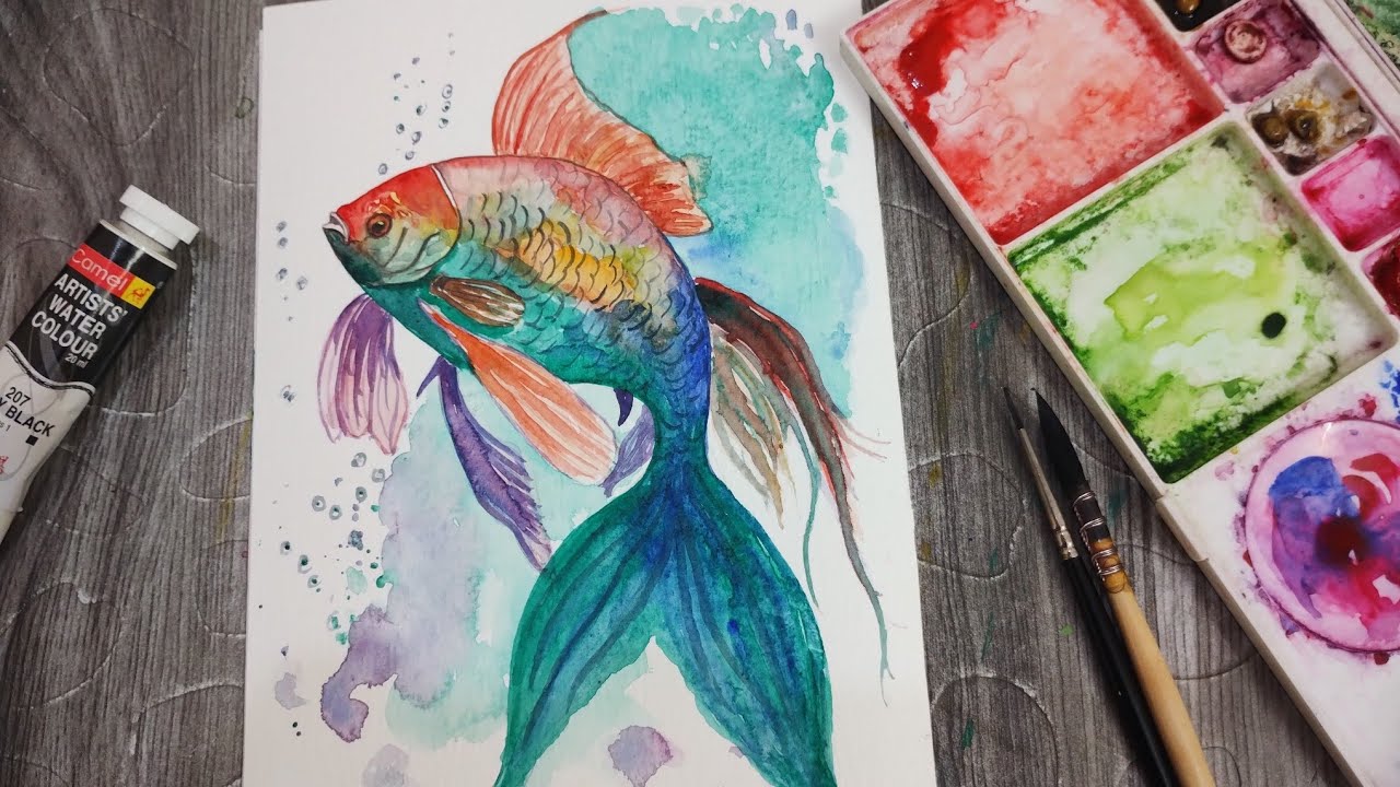 Colorful Fish Watercolor Painting 🎨 | Step-by-Step Tutorial for ...