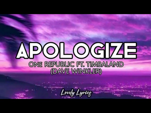 Apologize - Timbaland ft. One Republic | Dave Winkler Cover | Lyrics 🎶 class=