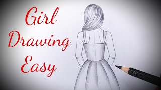 How to draw a girl easy back side view drawing of step by pencil
sketch tutorial,,,simple sketch...girl ea...