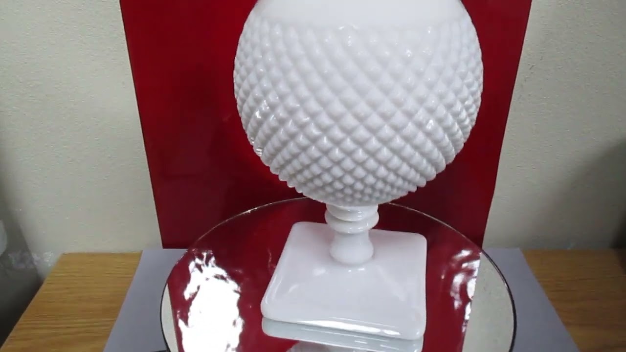 Westmoreland English Hobnail 7" Milk Glass Ivy Cutting Bowl Pedestal Vase VTG