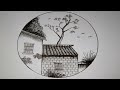 How to draw  village scenery with pencil sketch. nature sketch drawing with pencil.