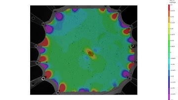 Digital Image Correlation DIC of Radial expansion of hyperelastic material with horizontal crack