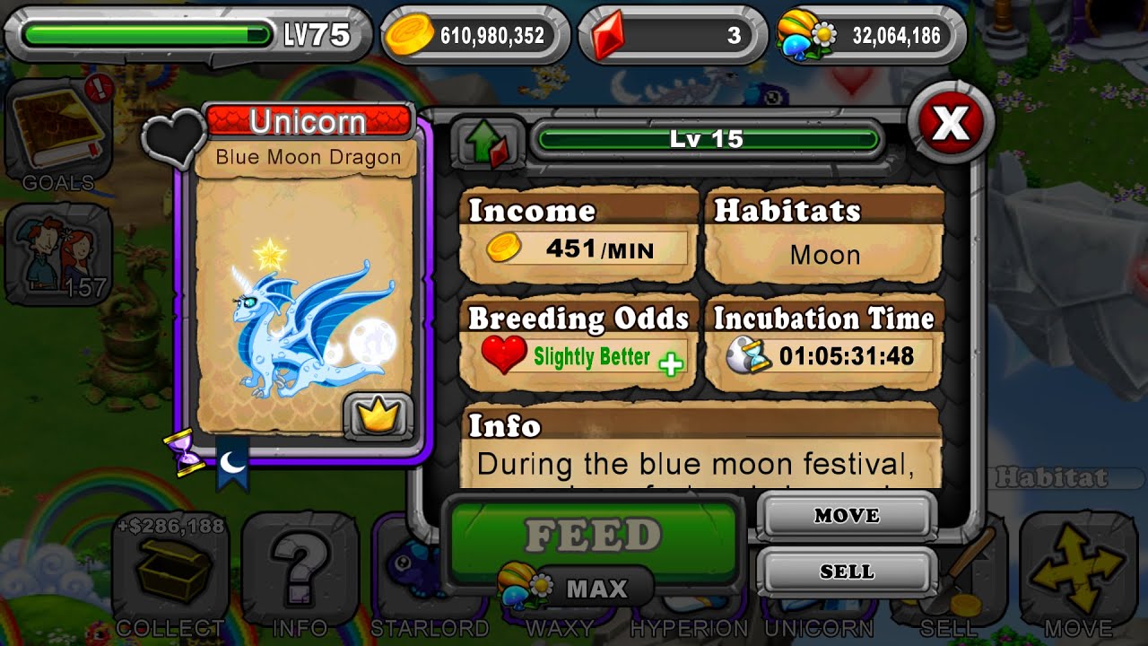 How to breed a Blue Moon dragon in DragonVale - YouTube