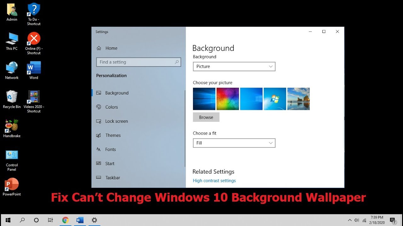 How to Fix Can't Change Desktop Background in Windows 10 - YouTube