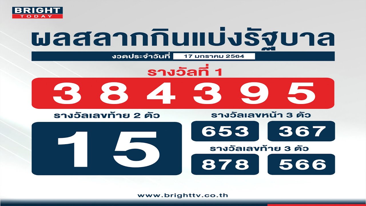 ตรวจหวย ตรวจผลสลากกินแบ่งรัฐบาล งวดวันที่ 16 มกราคม 2564