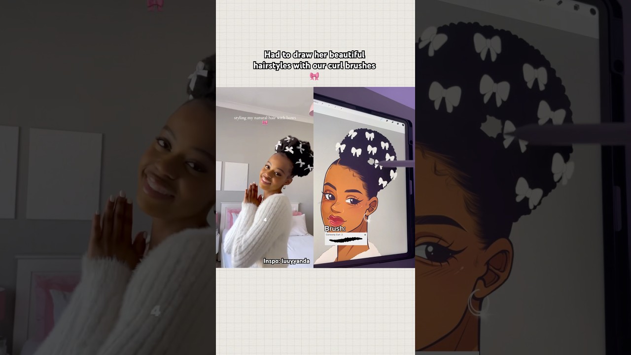 I used my curl brushes to draw her hair