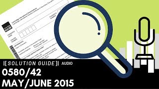 0580/42 May/June 2015 Marking Scheme (MS) *Audio Voiceover