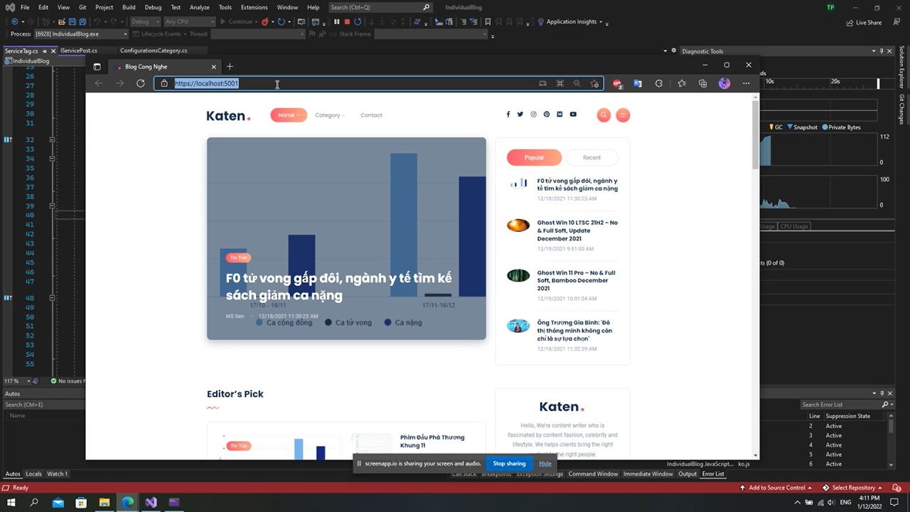 Share code website ASP Net core - Blog cá nhân csdl sql sever - YouTube