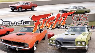 1970 Hemi Cuda vs 1971 Buick GS 455  Stock Drag Race