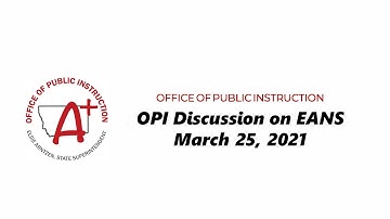 OPI Discussion on Emergency Assistance to Non-Public Schools (EANS)