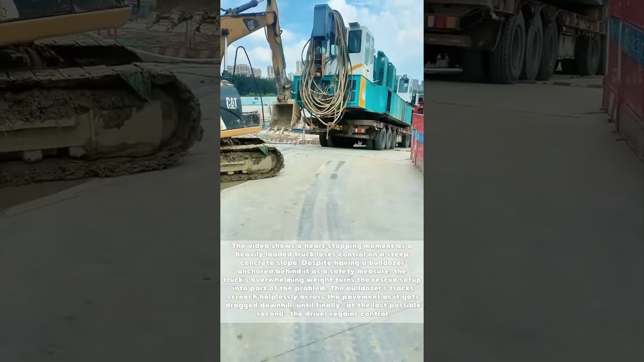 Brakes Fail: Watch a Truck Drag a Bulldozer Downhill!