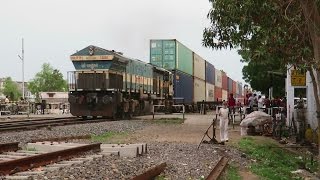 Just Wow : Super Giant Double Stack Container Train with SBI WDG4 Roars at Falna : Indian Railways