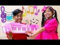 Emma Pretend Play Piano Music Challenge and Sings Nursery Rhymes Kids Songs