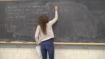 Uniform Circular Motion and Friction Example with a Car Rounding a Bend