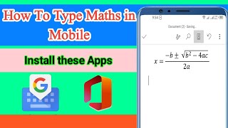 how to write maths equation in mobile ms word || installed these apps