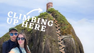 Climbing the giant rock of Guatapé, Colombia