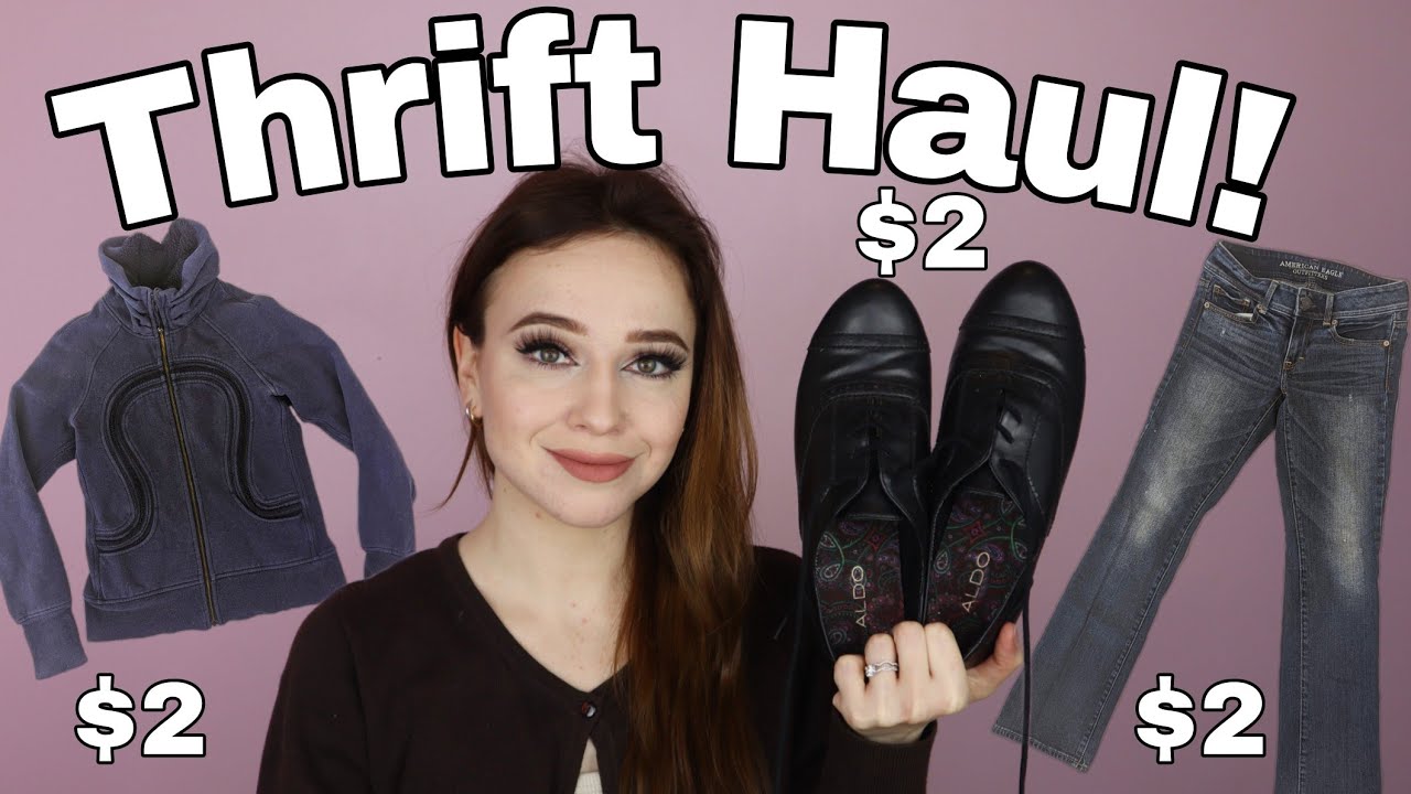Amazing Thrift Haul! $20 Thrifted clothing try on haul from Marathon Ontario | trends and basics