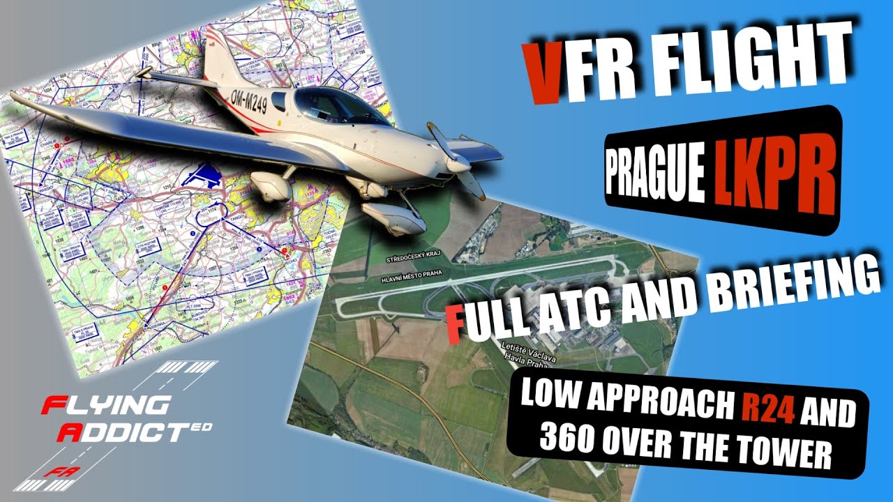 VFR flight to LKPR Prague Ruzyne - flying over Prague airport (with ATC)