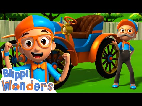 Blippi Wonders - Blippi Time Travels & Explores The First Car! | Blippi Cartoon | Cartoons F