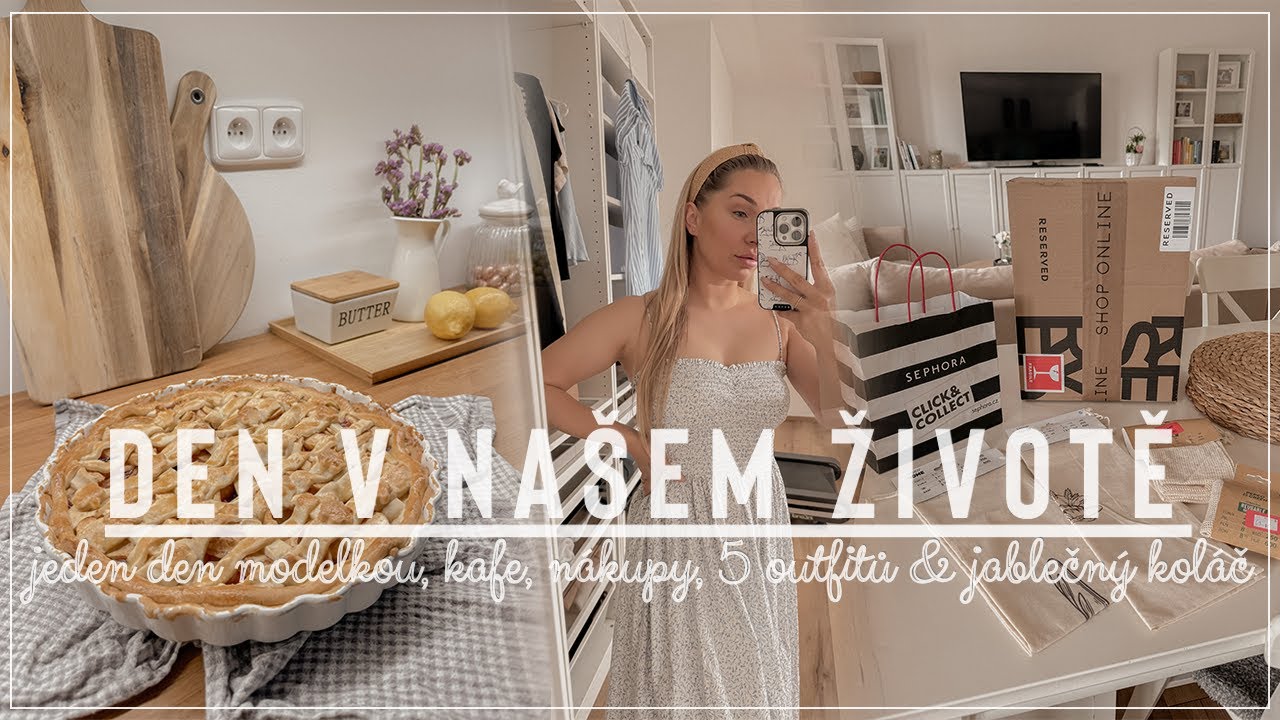DEN V NAŠEM ŽIVOTĚ | jeden den modelkou, kafe, nákupy, 5 outfitů & jablečný koláč | ✨2024