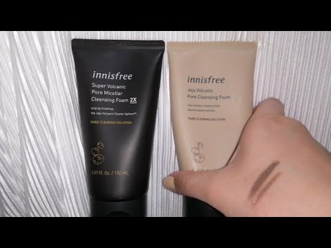 INNISFREE Super Volcanic Pore Micellar and Jeju Volcanic Pore Cleansing Foam on Removing Makeup