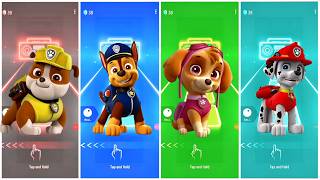 Rubble vs Chase vs Skye vs Marshall | Tiles Hop EDM Rush Battle | Paw Patrol Battle #136