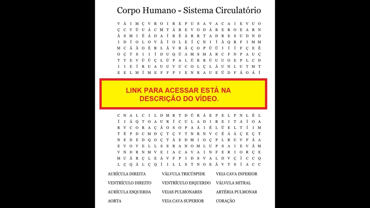 Caça-palavras: Corpo Humano - Sistema Reprodutor - com respostas 