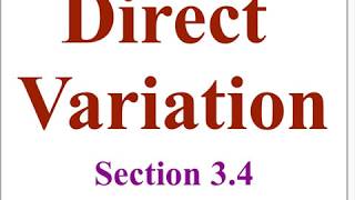 Algebra 3-4: Direct Variation