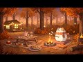 Cozy Autumn Jazzy Campfire Cat 🔥🍂 Forest Evening Study & Relax Ambience