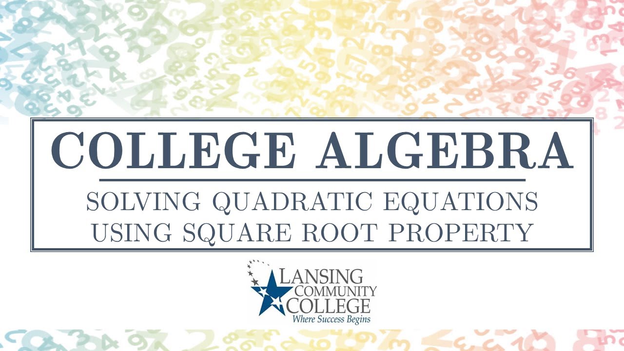 Solving Quadratic Equations Using Square Root Property - YouTube
