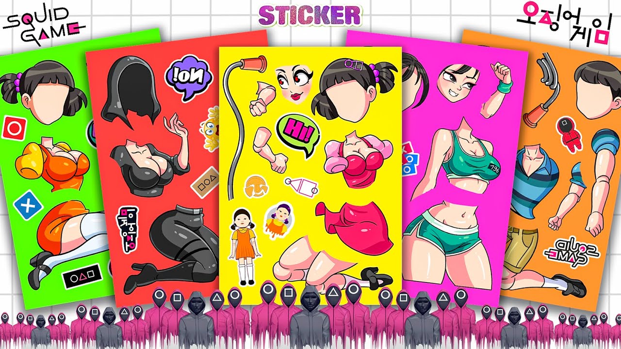 Oddly Satisfying ASMR Sticker Book Squid Game Dark Aesthetic Player & Doll! 💖 Paper DIY 