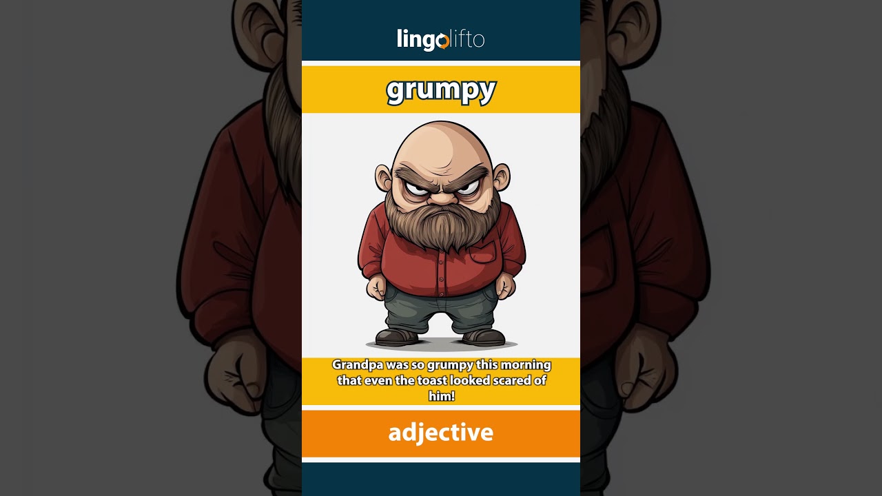 🇬🇧 Grumpy Meaning : Flash Card : Learn English Vocabulary
