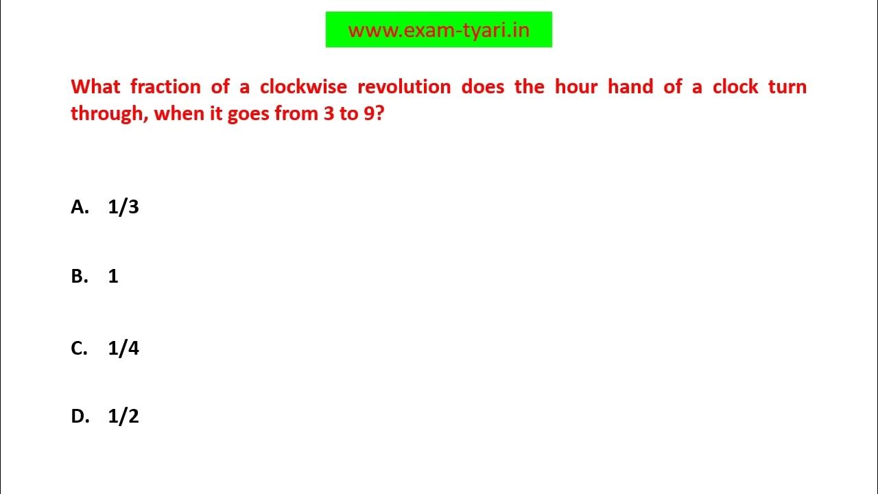 What fraction of clockwise revolution does hour hand of a clock turn through, when goes from 3