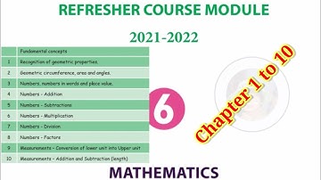 6th standard maths Refresher course module Chapter 1 to 10 Answer key English medium