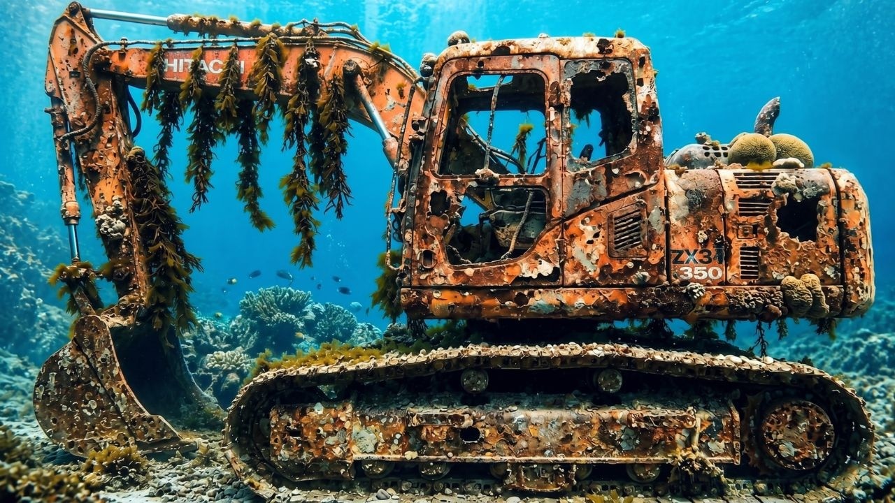 Forgotten Hitachi ZX350 Excavator Lost Underwater for 15 Years
