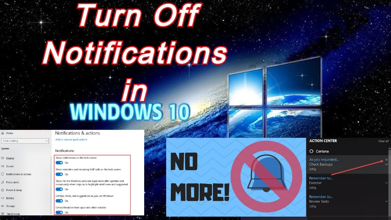 How to turn off notifications in window 10 Disable notifications in