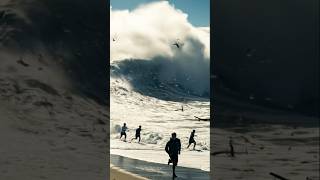 Huge tsunami in the sea l #scary #sea #disaster #explore #ocean #people #running