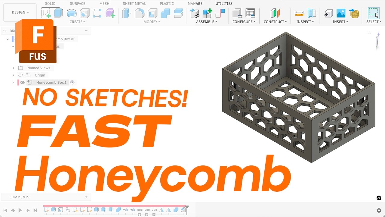 Fast Honeycomb Box Modeling in Fusion 360 No Sketching! | 3D Print