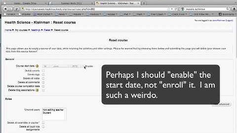 Reset Your Moodle Course