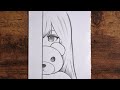 How To Draw Anime Girl With Teddy Bear Easy Anime Tutorial Step By Step 