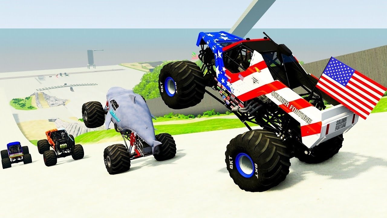 High Speed Crashes Monster Trucks Transportation with Crashing & Jump in BeamNG.drive #042