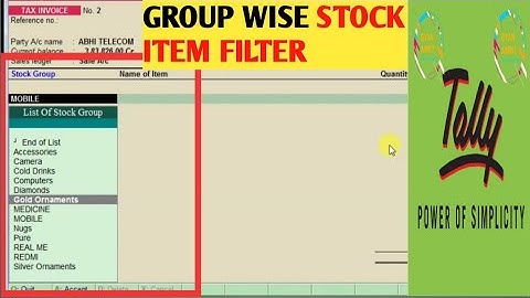 Tally tdl | stock group wise item filter in invoice